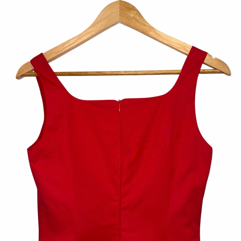 Alexander McQueen Red Midi Dress Cotton Poplin Sleeveless 2 Cocktail NWOT 🟡 - Picture 10 of 14